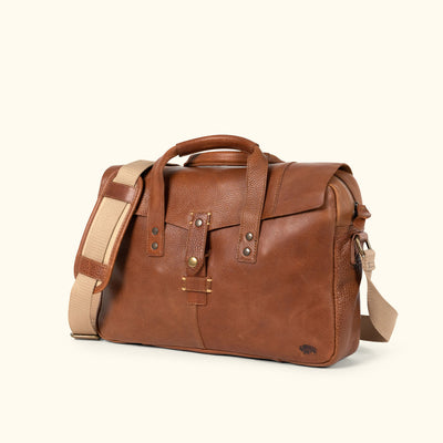 Mens Leather Briefcase Bag Rustic Tan