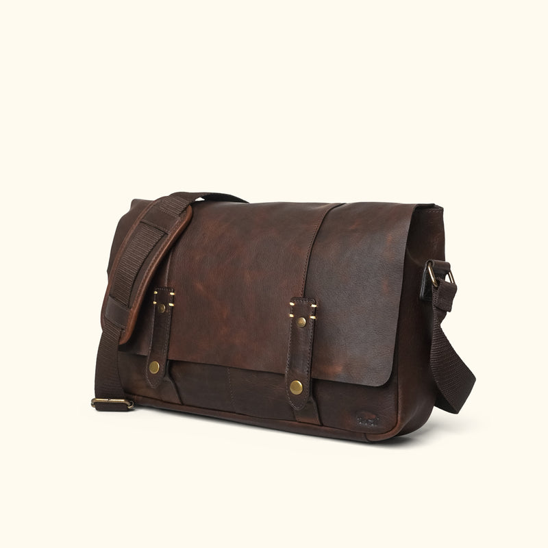 Walker Leather Messenger Bag - Vintage Oak | Buffalo Jackson