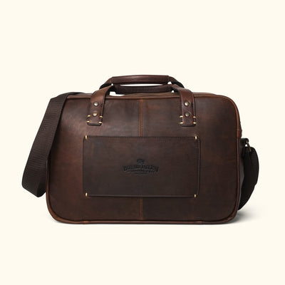 Men's Vintage Leather Travel Pilot Bag | Vintage Oak back