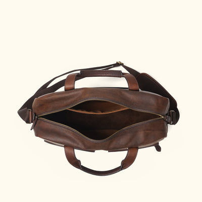 Men's Classic Leather Pilot Travel Bag | Vintage Oak interior