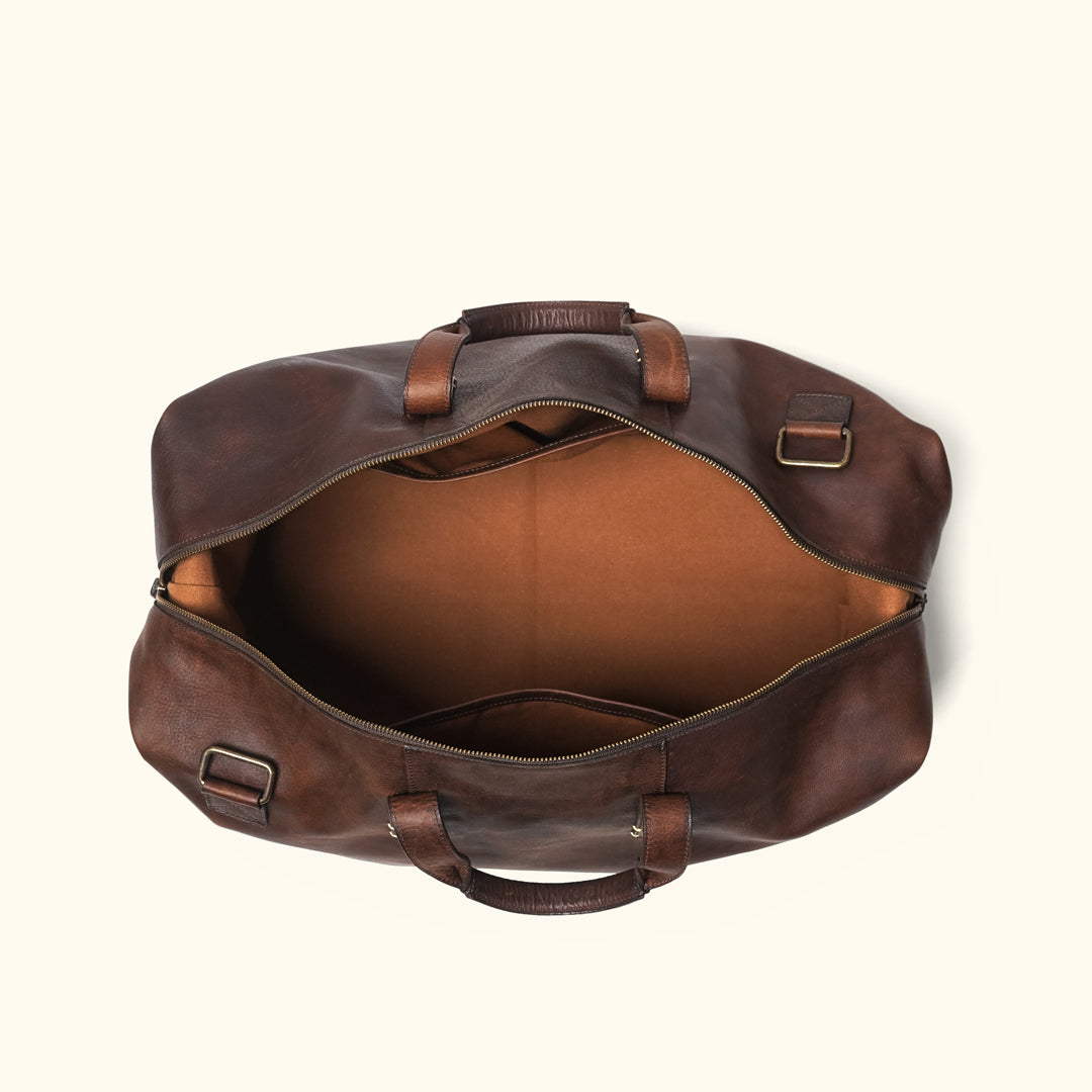 Vintage Leather Weekend Bag | Vintage Oak interior