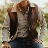 Mens Western Leather Vest - Leather and Sherpa