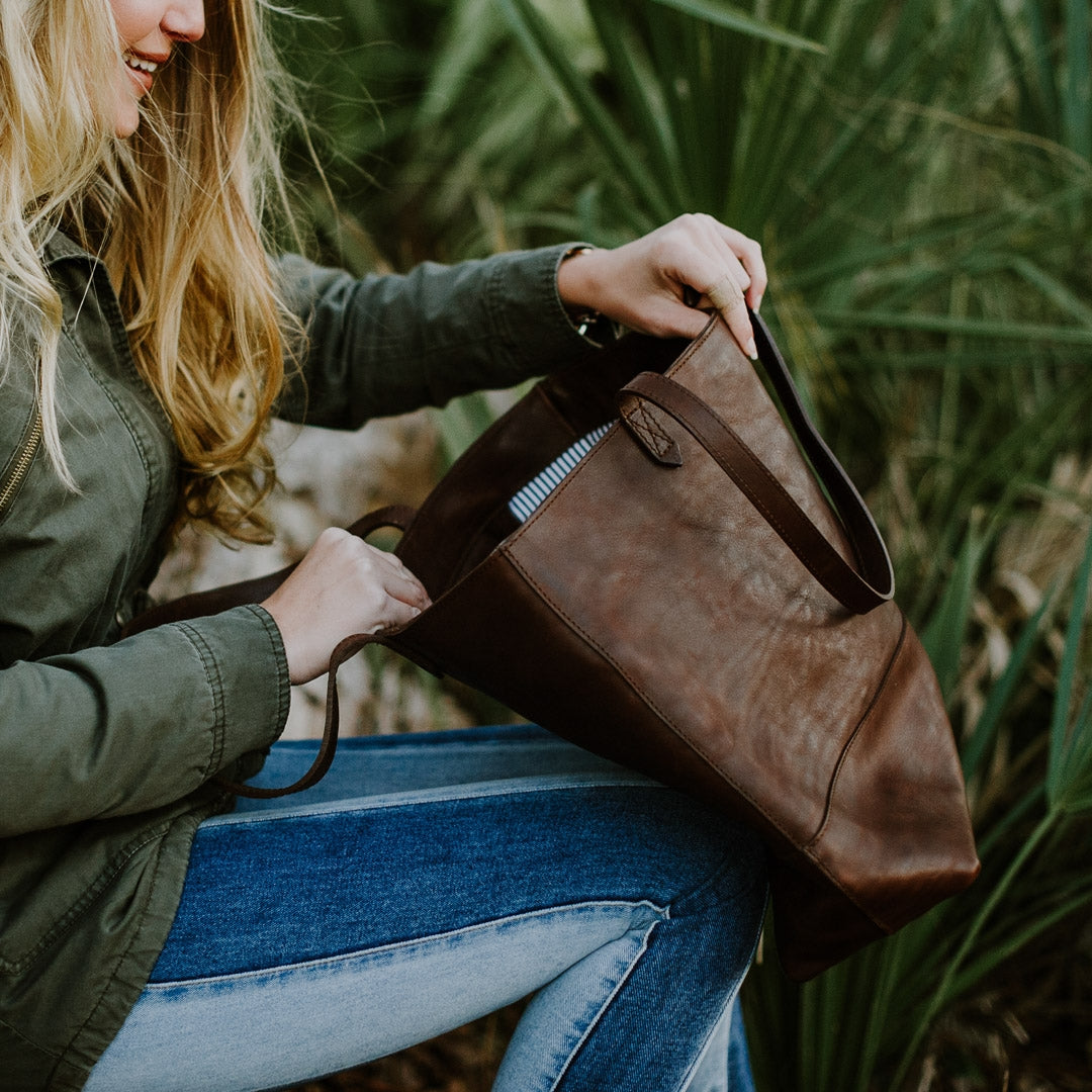 Brown Leather Tote Bag - Madison Collection | Buffalo Jackson