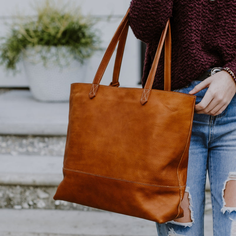 Tan Leather Tote Bag - Madison Collection | Buffalo Jackson