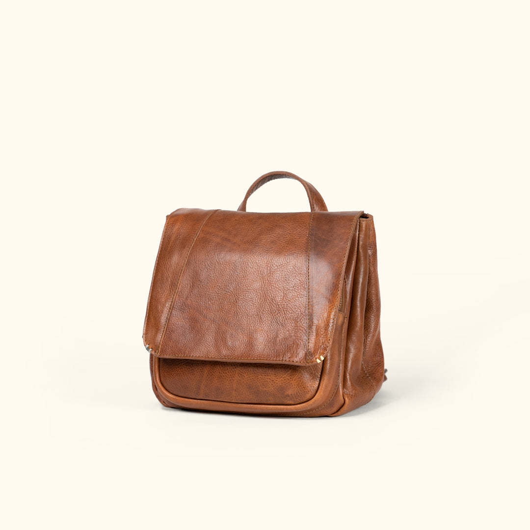 Walker Small Leather Backpack | Rustic Tan
