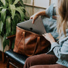 Women's Vintage Leather Laptop Tote Bag | Rustic Tan