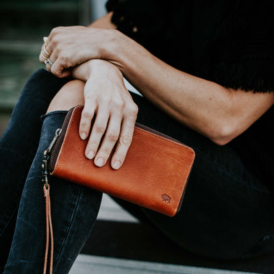Madison Wristlet Wallet | Saddle Tan hover