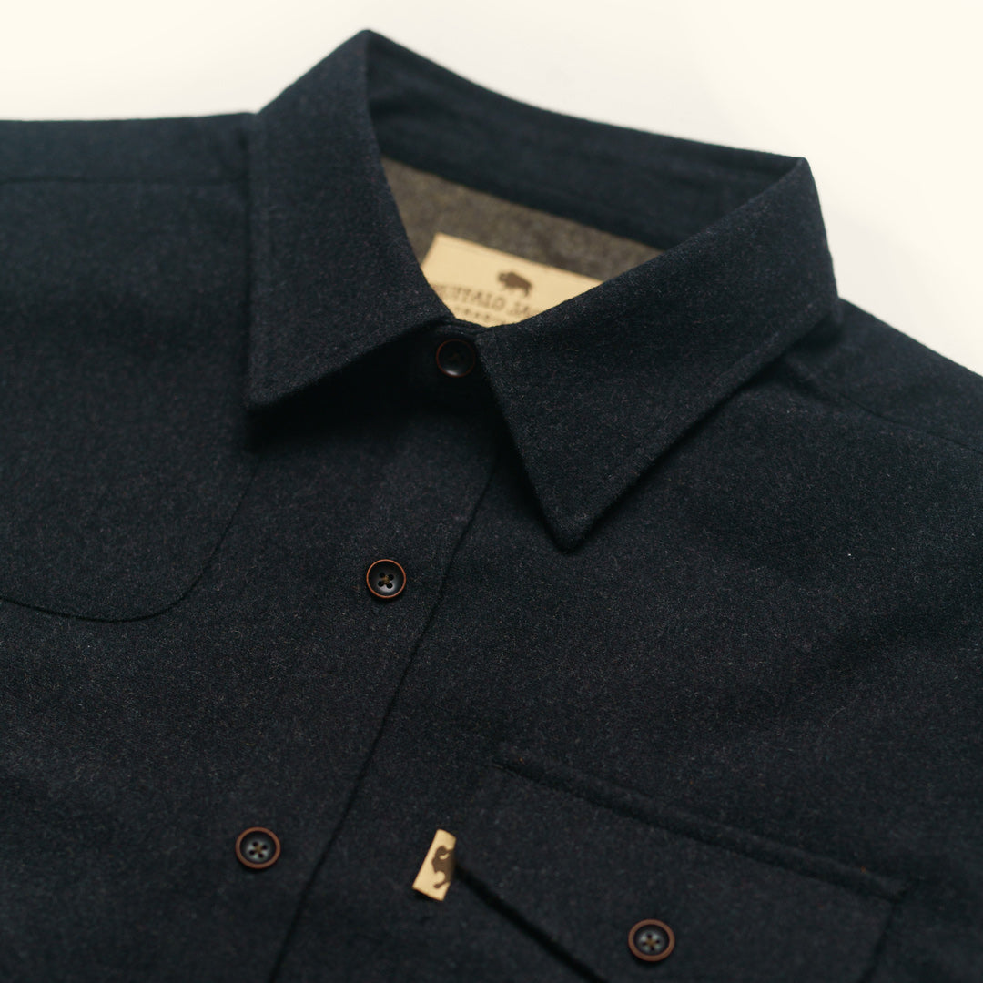 Gunnison Wool-Blend Solid Flannel Shirt | Dark Heather Charcoal